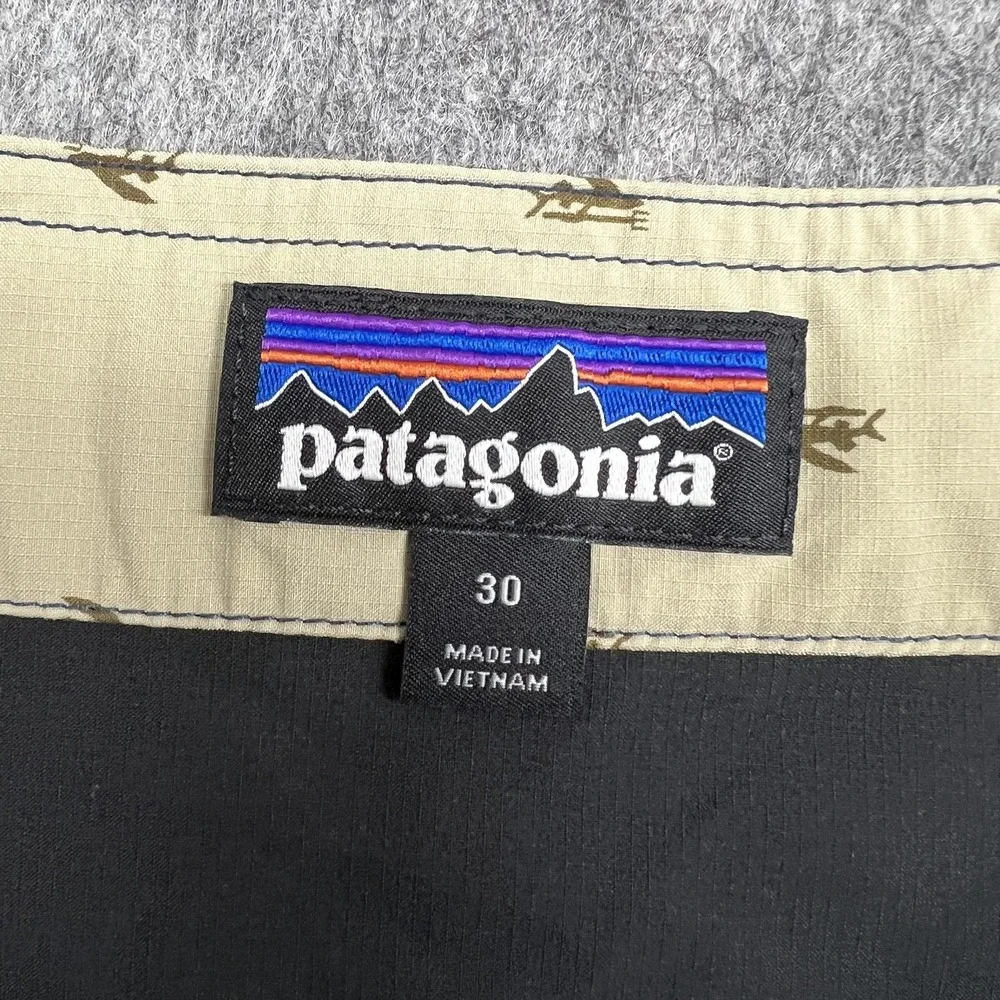 Patagonia Board Shorts Mens 30 Blue Stripe Drawstring Swim Trunks Quick Dry Surf